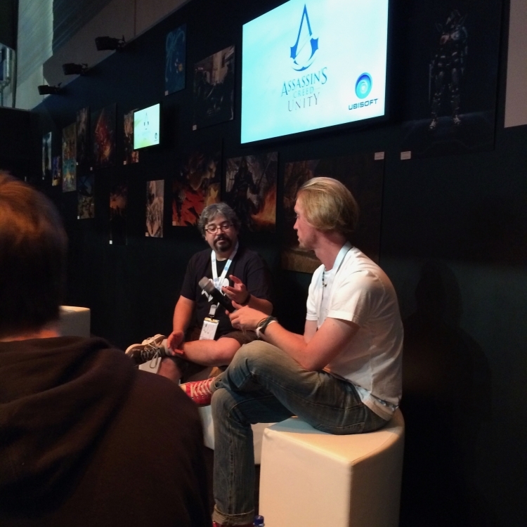 Gabe and Benjamin during Assassin's Creed: Unity Q&A