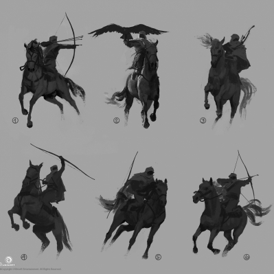 martin-deschambault-aco-bayek-iconic-pose-horse-sketches-mdeschambault