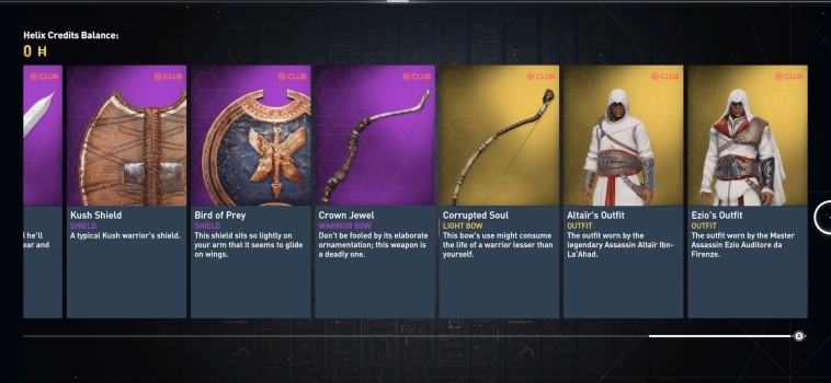Assassin’s Creed Origins – Ubisoft Club, Helix Rewards and Legacy Outfits